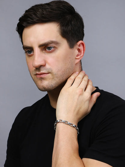 Sylvexia Men’s Silver Designer Link Bracelet