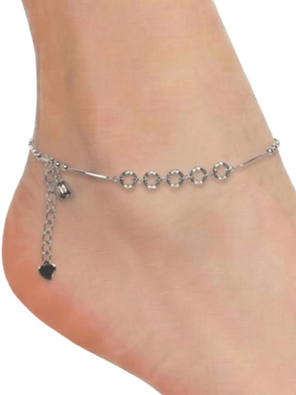 Sylvexia 925 Sterling Silver Star Anklet Disc Drop  for Women