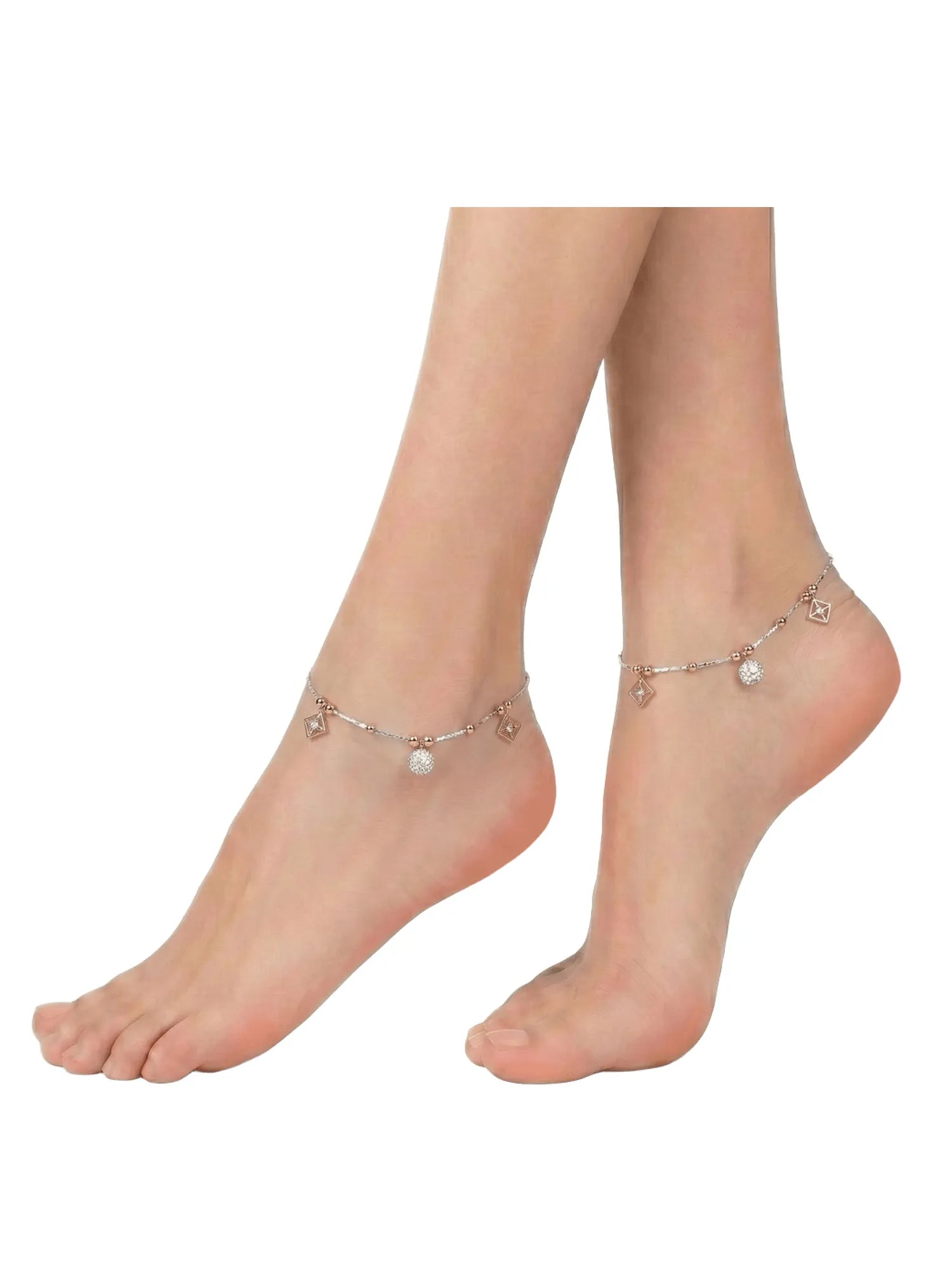 Sylvexia 925 Sterling Silver Charm Anklet