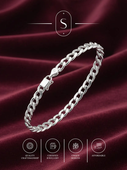 Sylvexia Men’s Silver Classic Link Chain Bracelet