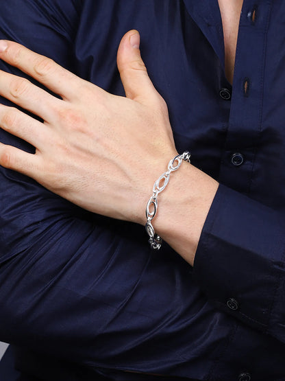Sylvexia Men’s Silver Oval Link Bracelet Minimal & Stylish Design
