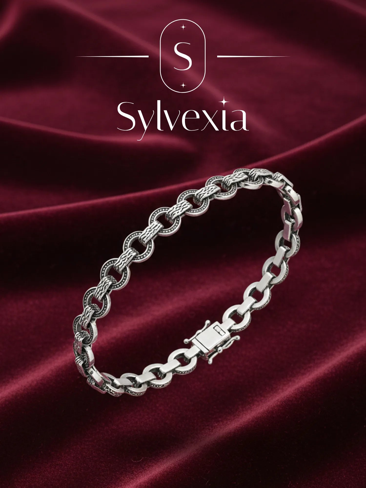 Sylevexia Silver Chain Link Bracelet for Men Stylish