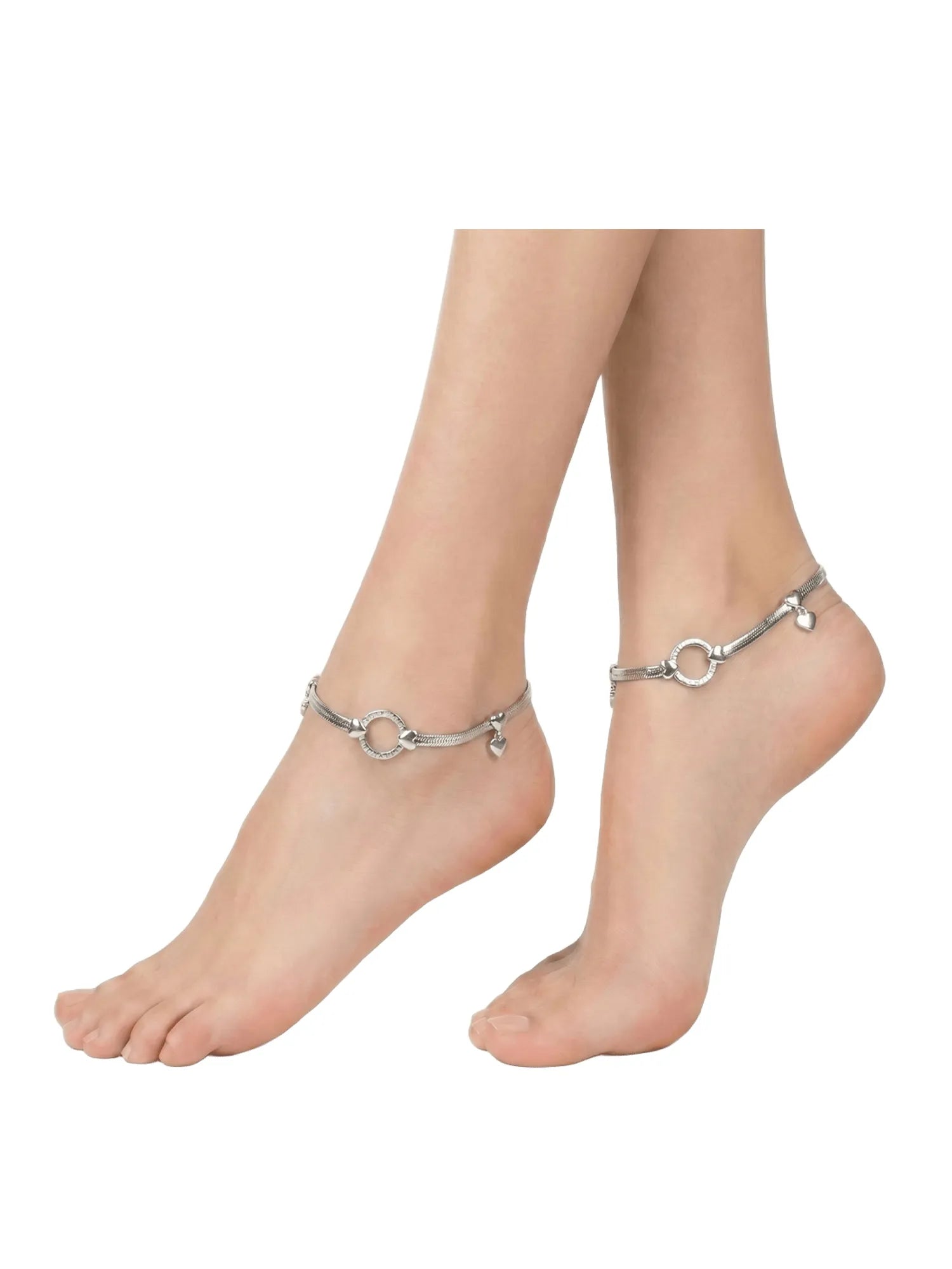 Sylvexia Silver Charm Anklet for Women | Elegant Stylish Payal