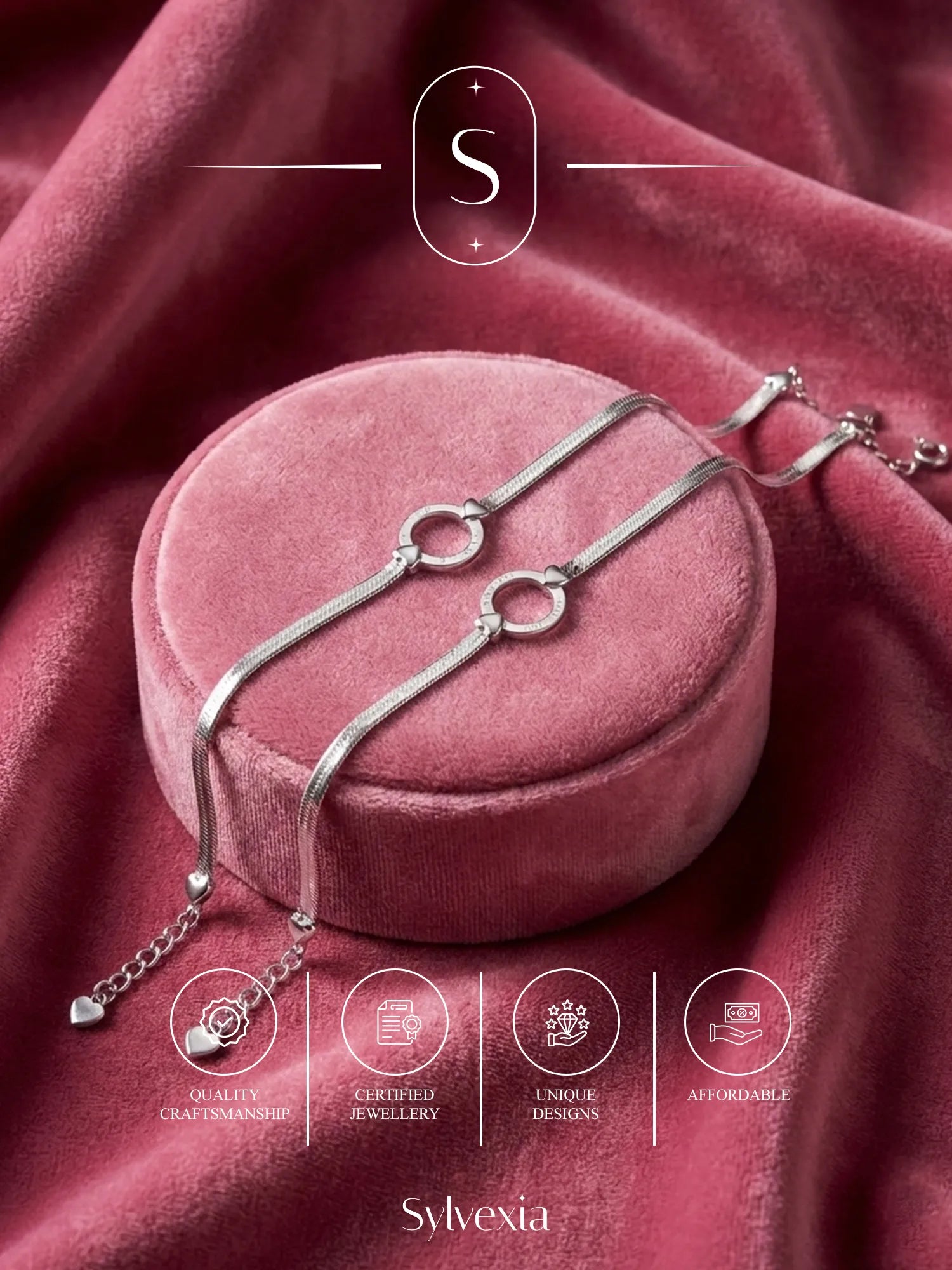 Sylvexia Silver Charm Anklet for Women | Elegant Stylish Payal