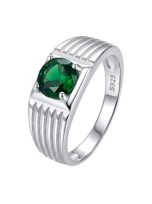SYLVEXIA 925 Sterling Silver Green CZ Gemstone Statement Ring