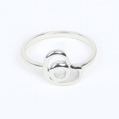 925 sterling silver abstract loop ring with modern circular design for women