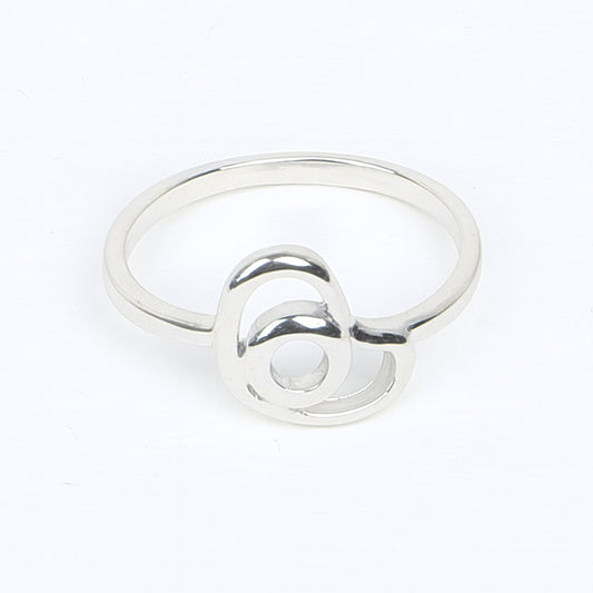 925 sterling silver abstract loop ring with modern circular design for women