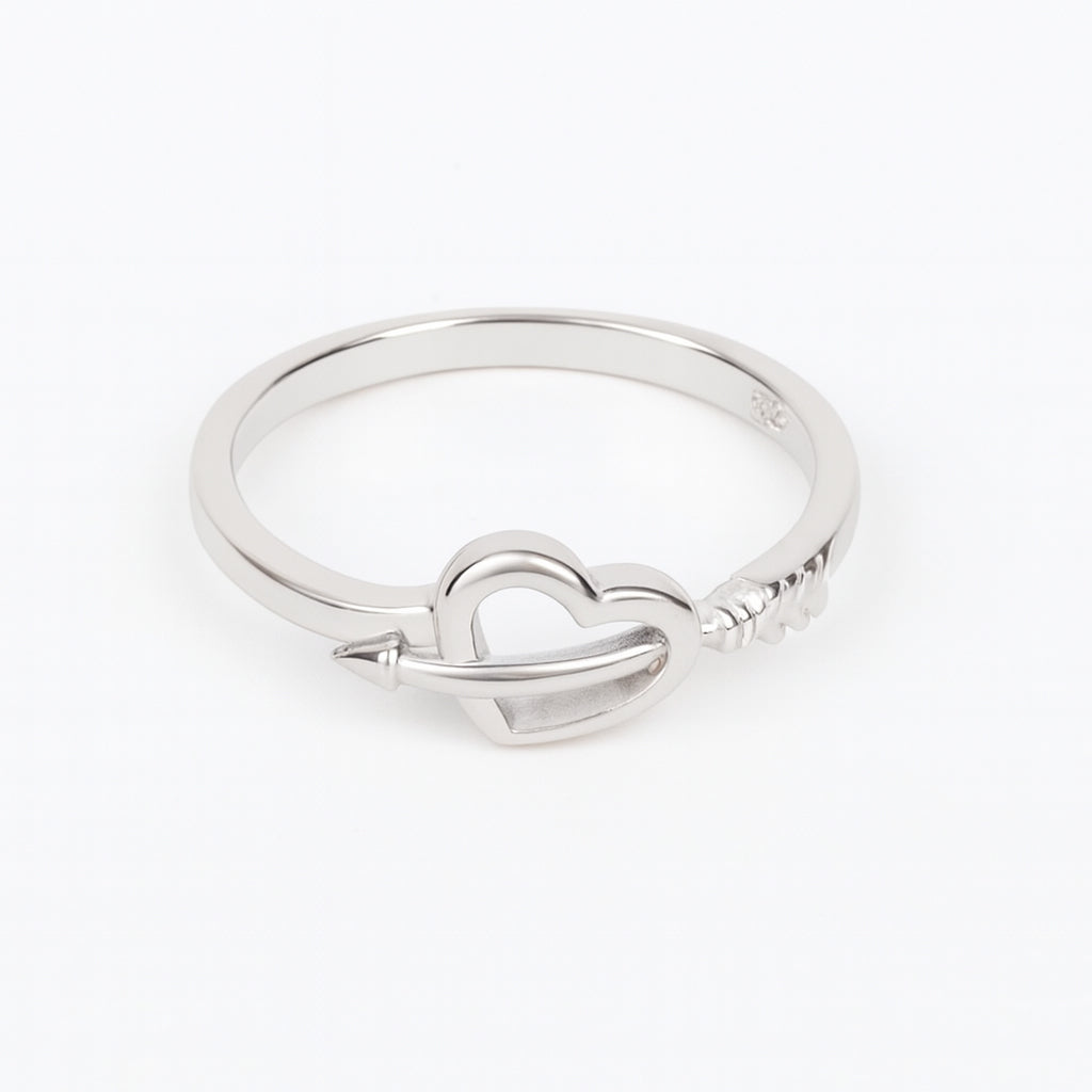 925 sterling silver arrow heart ring minimal love design for women