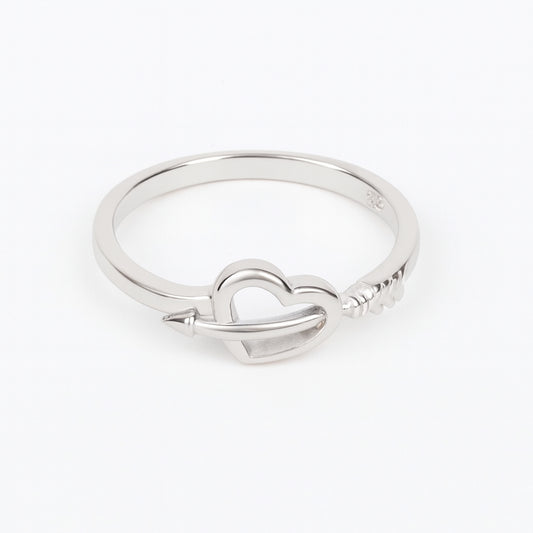 925 sterling silver arrow heart ring minimal love design for women