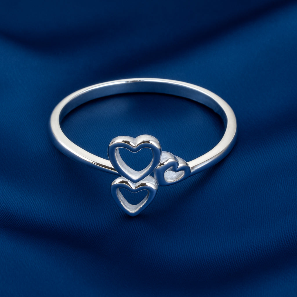 925 sterling silver triple heart ring 