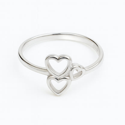925 sterling silver triple heart ring minimalist love design for women