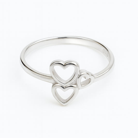 925 sterling silver triple heart ring minimalist love design for women