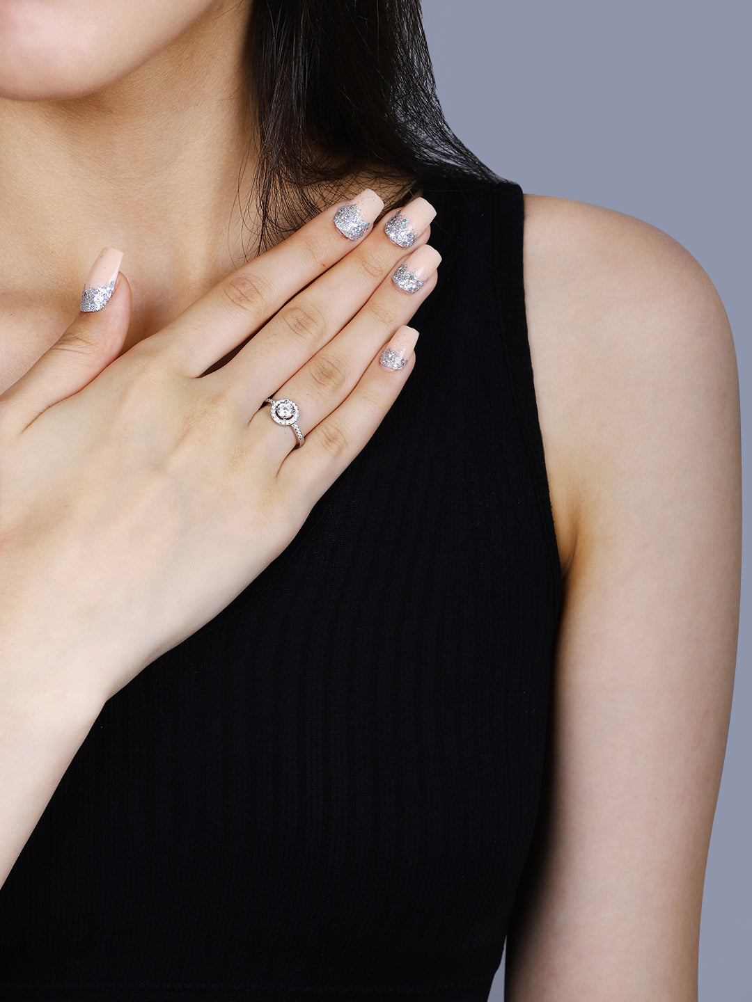 SYLVEXIA 925 Sterling Silver Halo CZ Solitaire Ring for Women