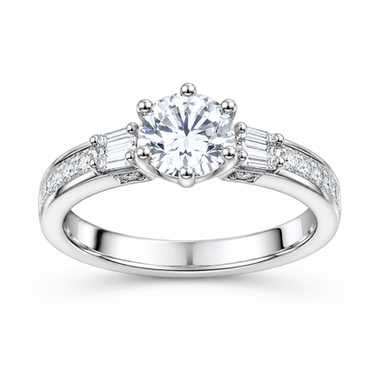Sylvexia 925 Sterling Silver Solitaire CZ Ring for Women