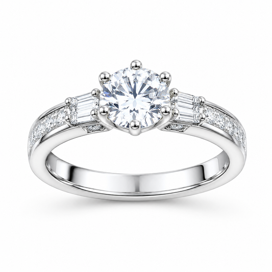 Sylvexia 925 Sterling Silver Solitaire CZ Ring for Women