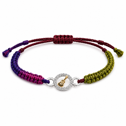 Sylvexia 925 Sterling Silver Guitar Charm Rakhi | Premium Handcrafted Raksha Bandhan Bracelet for Brother