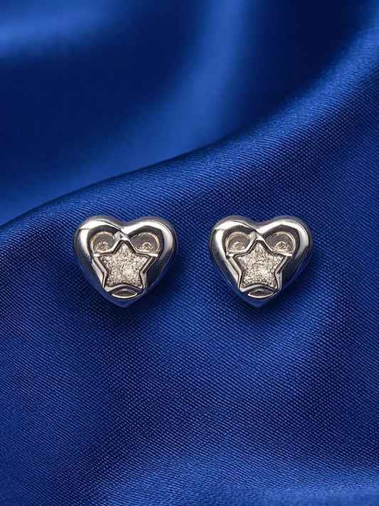 Silver Heart fined with Diamond Studs