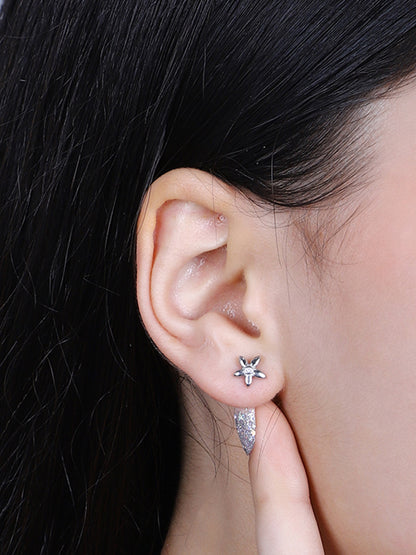 Sylvexia Silver Minimal Floral Stud Earrings