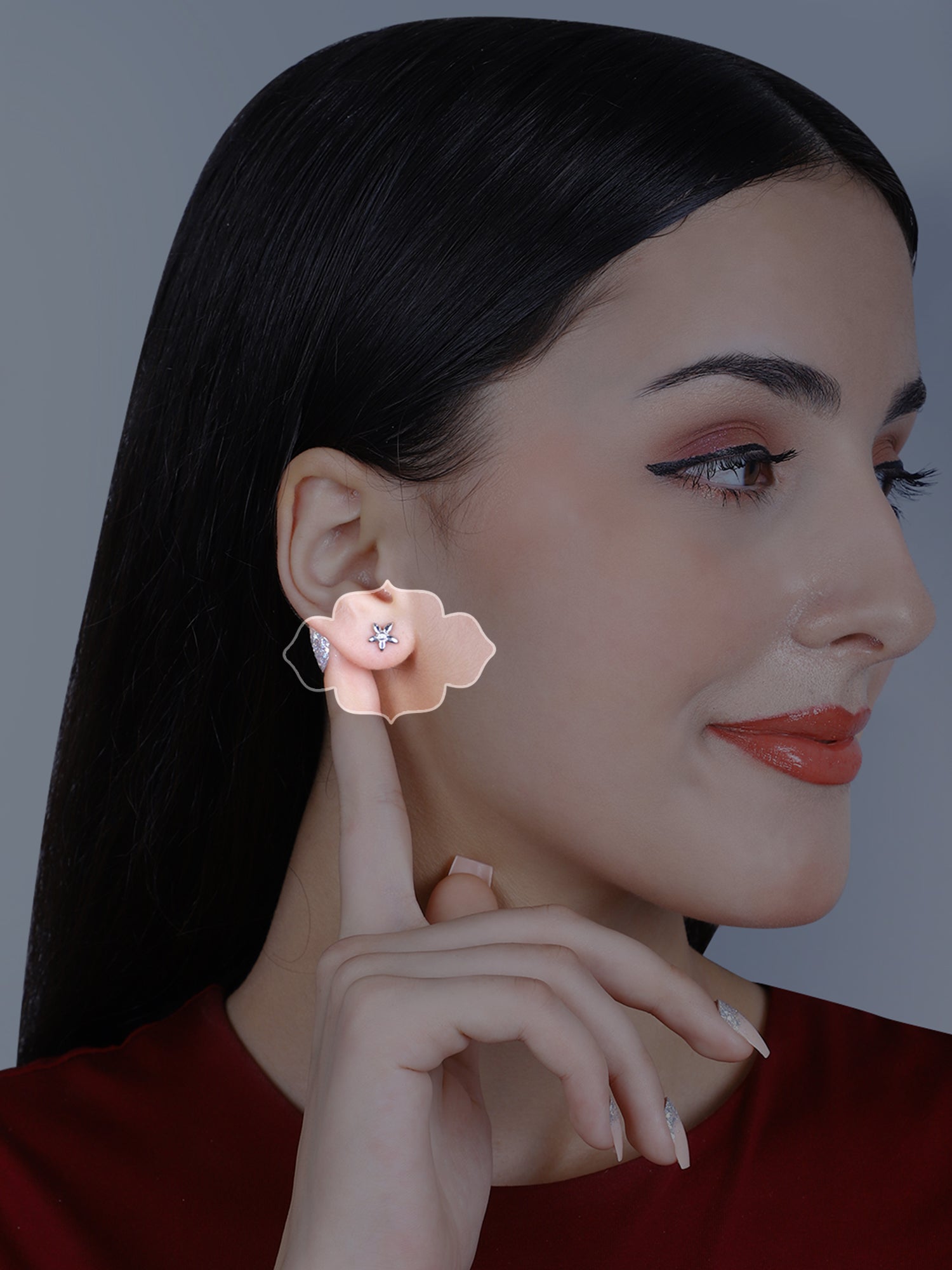 Sylvexia Silver Minimal Floral Stud Earrings