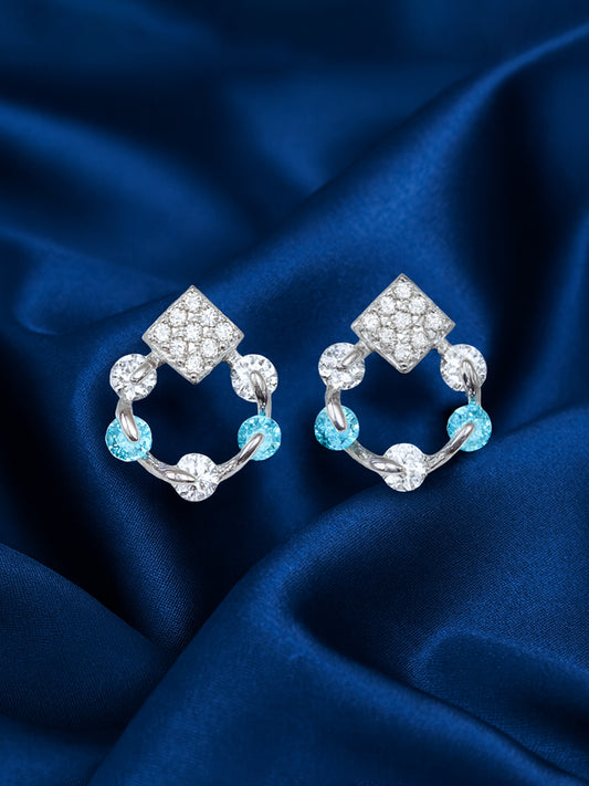 Elegant Diamond Silver Earring