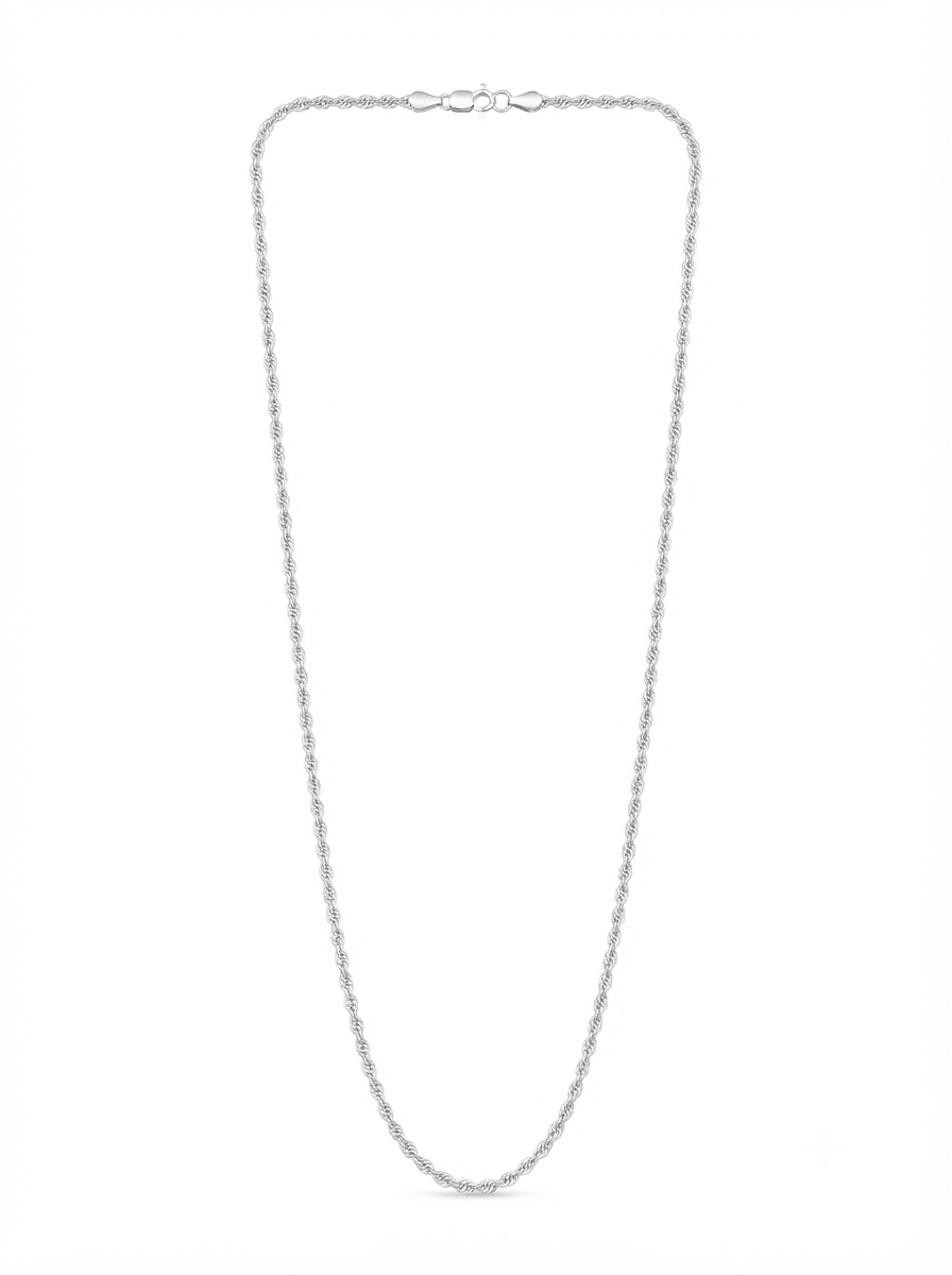 925 Sterling Silver Rope Chain Necklace with Lobster Clasp