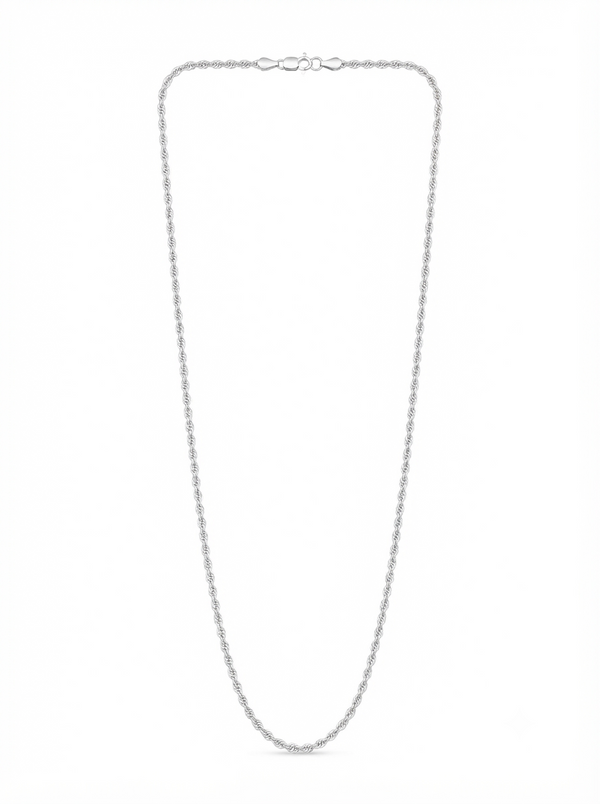 925 Sterling Silver Rope Chain Necklace with Lobster Clasp