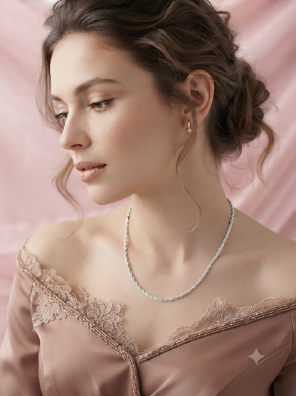 925 Sterling Silver Rope Chain Necklace with Lobster Clasp