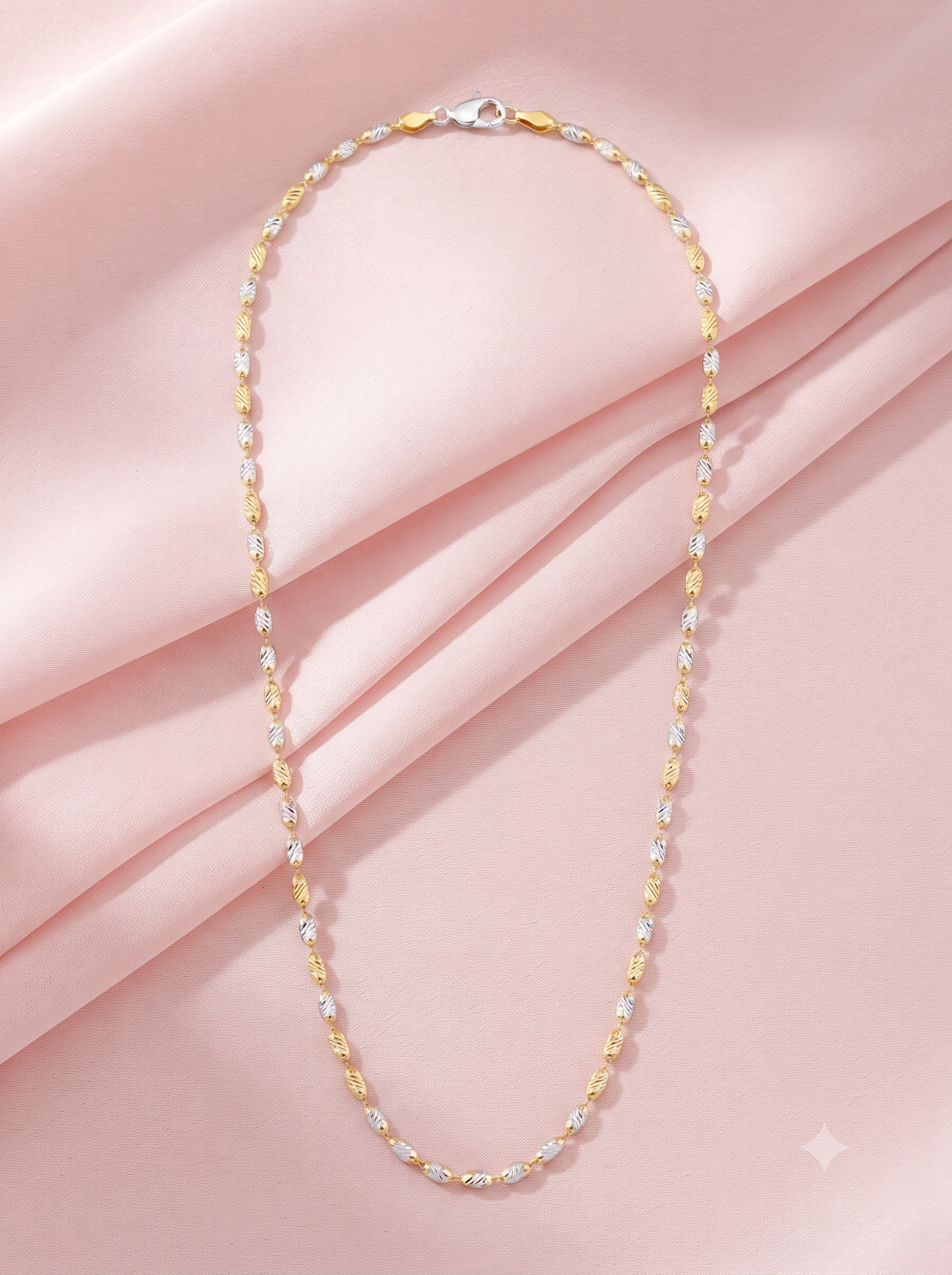 SYLVEXIA 925 Sterling Silver Two Tone Beaded Chain Necklace for Women