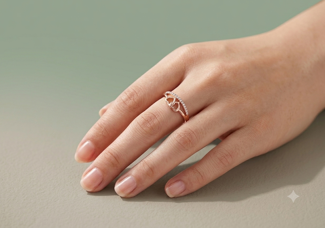 Sylvexia 925 Sterling Silver Rose Gold Heart CZ Ring for Women
