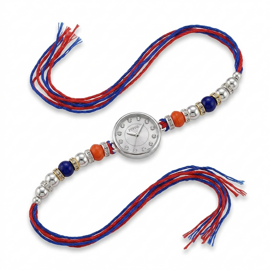Sylvexia 925 Sterling Silver Multicolor Thread Designer Rakhi
