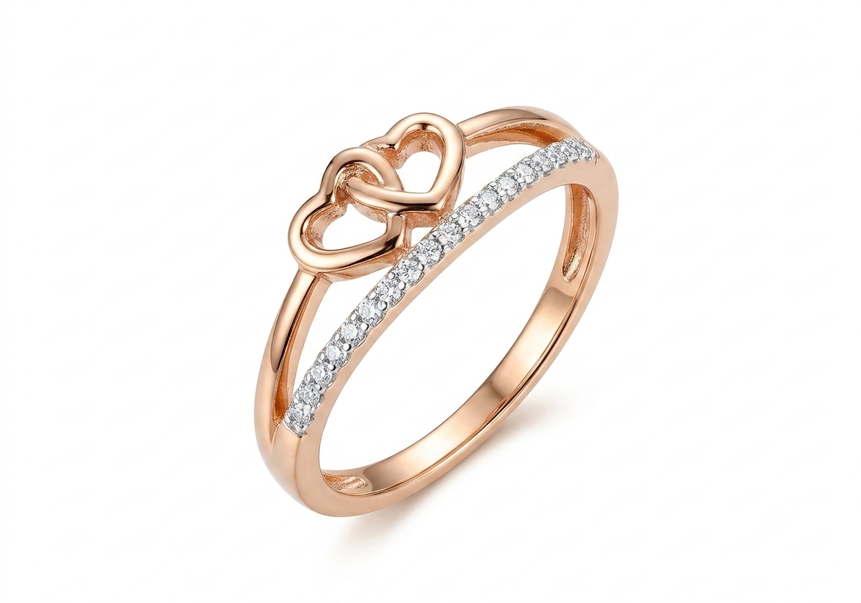 Sylvexia 925 Sterling Silver Rose Gold Heart CZ Ring for Women
