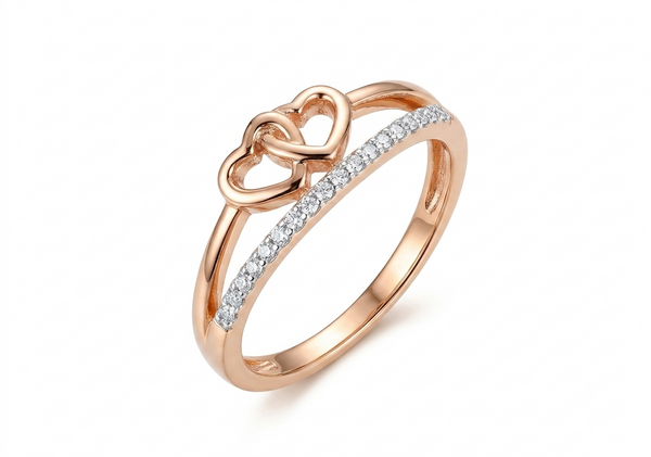 Sylvexia 925 Sterling Silver Rose Gold Heart CZ Ring for Women