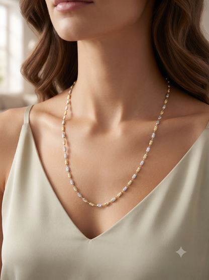 SYLVEXIA 925 Sterling Silver Two Tone Beaded Chain Necklace for Women