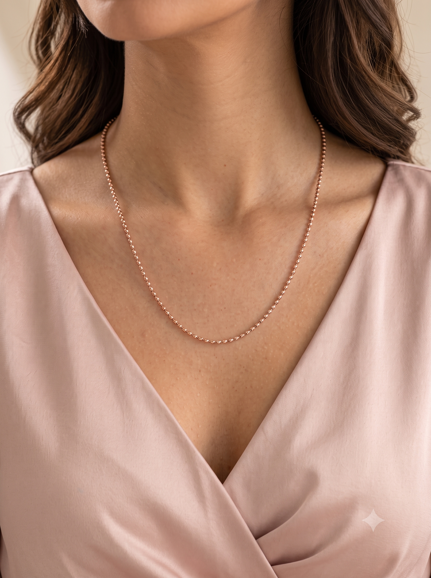 SYLVEXIA 925 Sterling Silver Rope CSYLVEXIA 925 Sterling Silver Rose Gold Ball Chain Necklace with Lobster Clasphain Necklace with Lobster Clasp for Women (Copy)