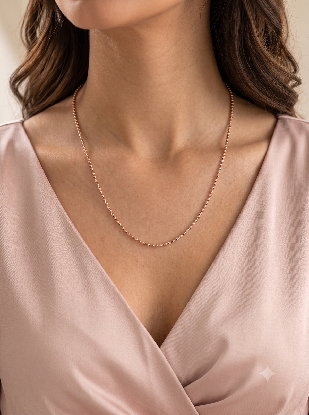 SYLVEXIA 925 Sterling Silver Rope CSYLVEXIA 925 Sterling Silver Rose Gold Ball Chain Necklace with Lobster Clasphain Necklace with Lobster Clasp for Women (Copy)