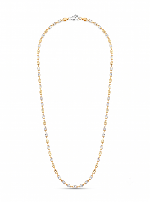 SYLVEXIA 925 Sterling Silver Two Tone Beaded Chain Necklace for Women