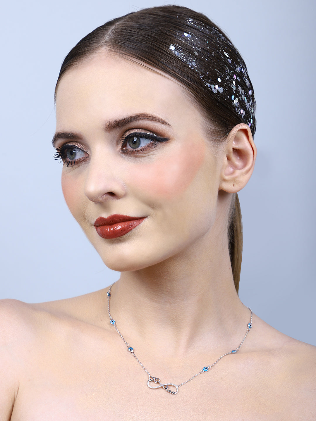 SYLVEXIA 925 Sterling Silver Infinity Evil Eye Necklace for Women