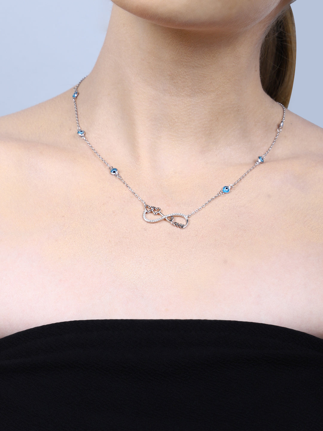 SYLVEXIA 925 Sterling Silver Infinity Evil Eye Necklace for Women