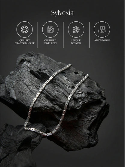 Sylvexia 925 Sterling Silver Designer Link Chain for Men