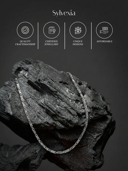 Sylvexia 925 Sterling Silver Designer Link Chain for Men