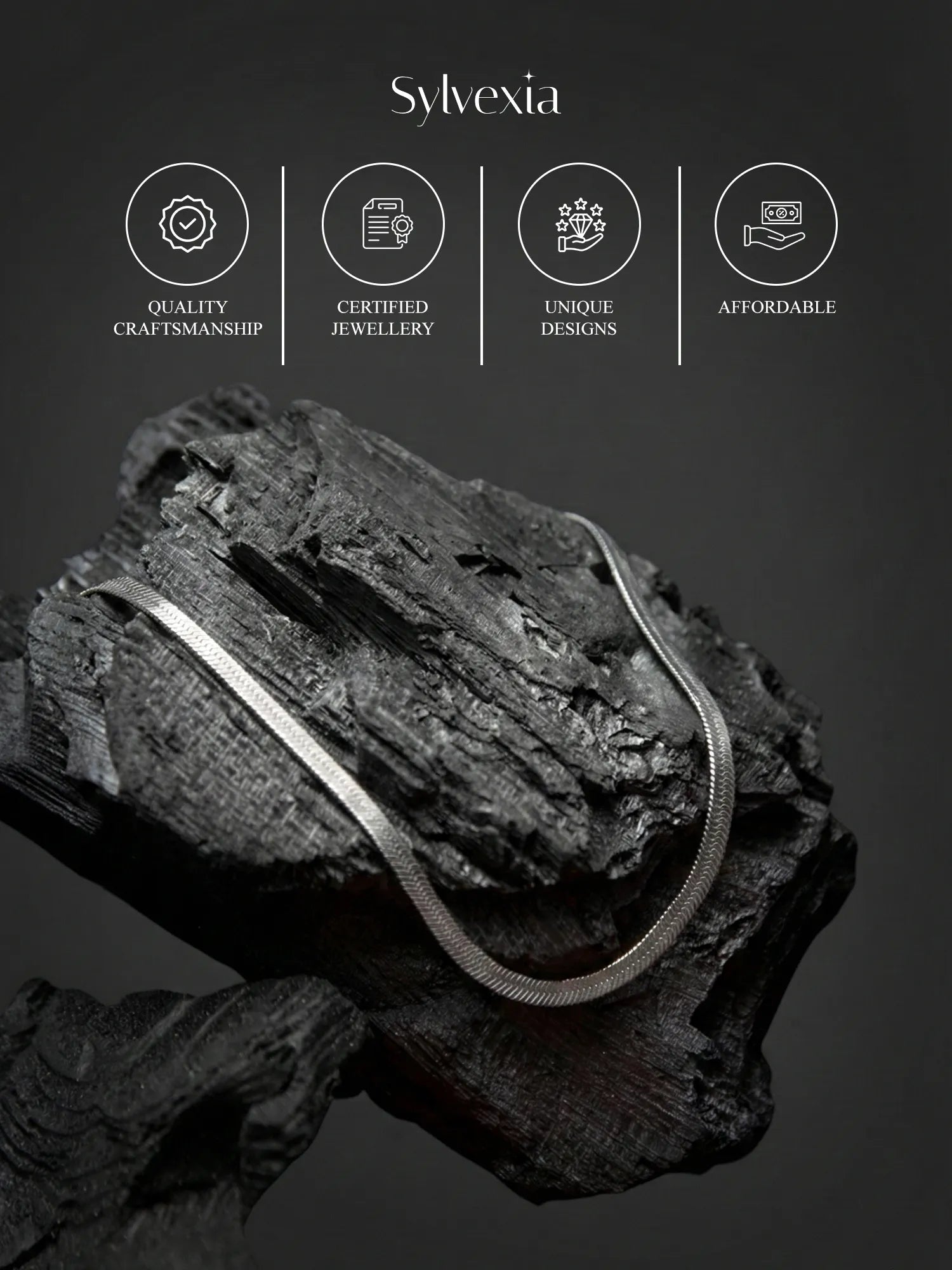 Sylvexia Silver Flat Snake Chain Necklace for Men | Sleek Minimal Chain