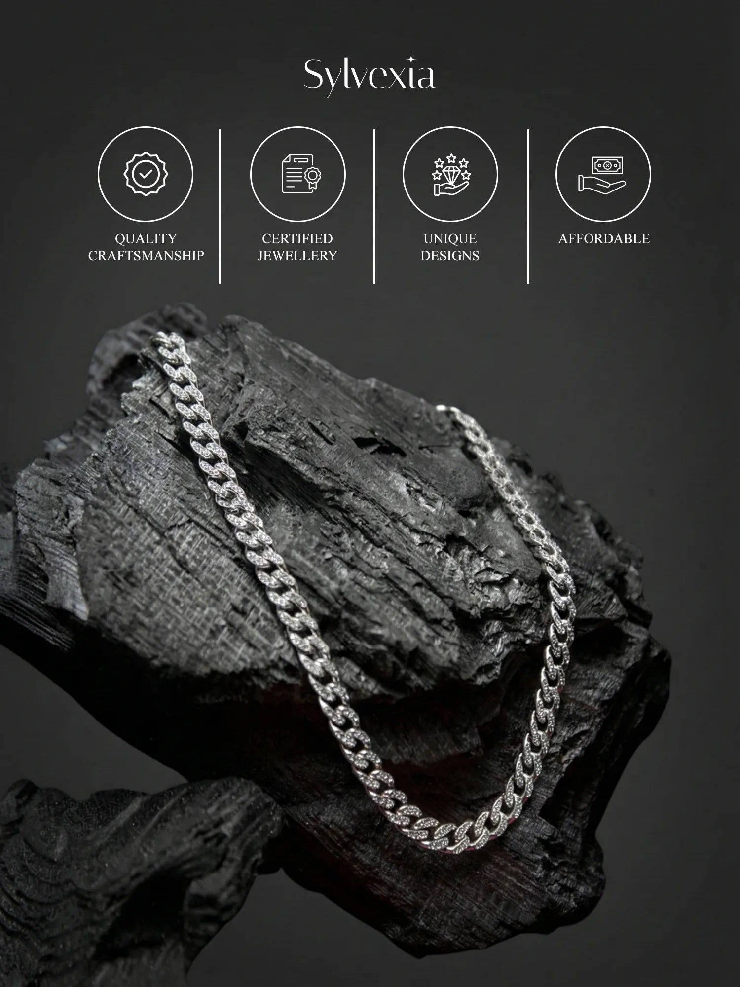 Sylvexia 925 Sterling Silver Heavy Cuban Link Chain for Men