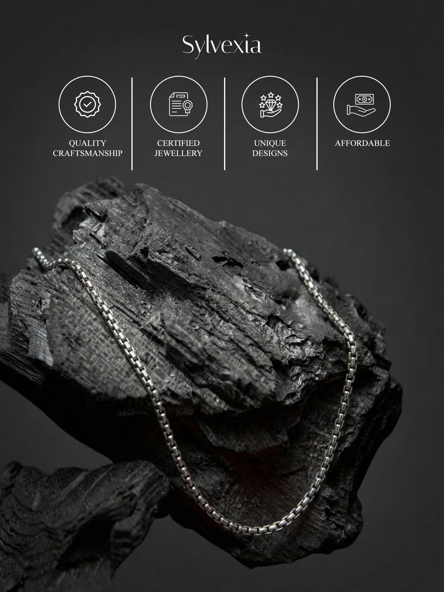Sylvexia 925 Sterling Silver Box Chain for Men