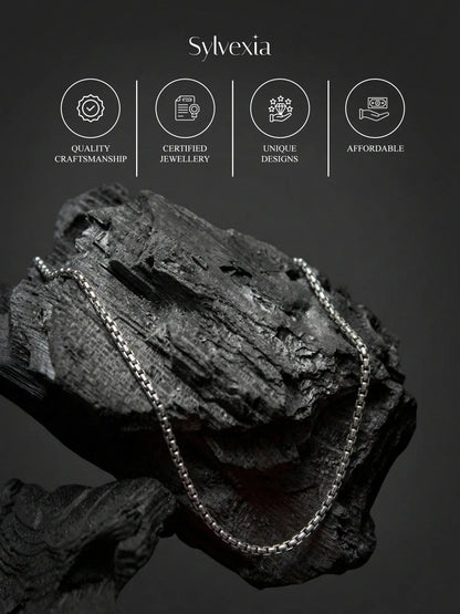 Sylvexia 925 Sterling Silver Box Chain for Men