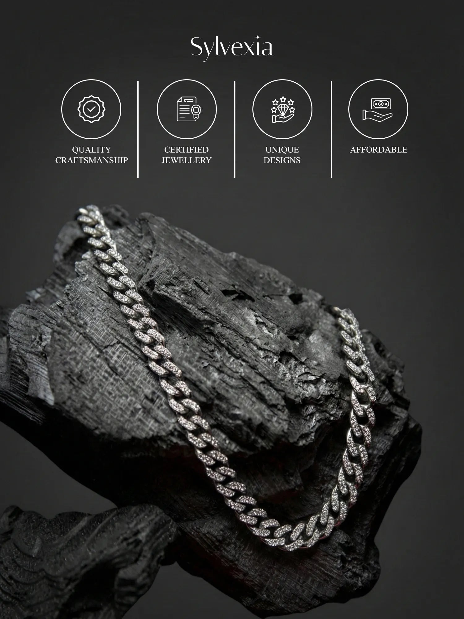 Sylvexia 925 Sterling Silver Cuban Link Chain for Men