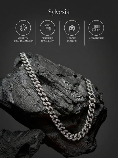 Sylvexia 925 Sterling Silver Cuban Link Chain for Men