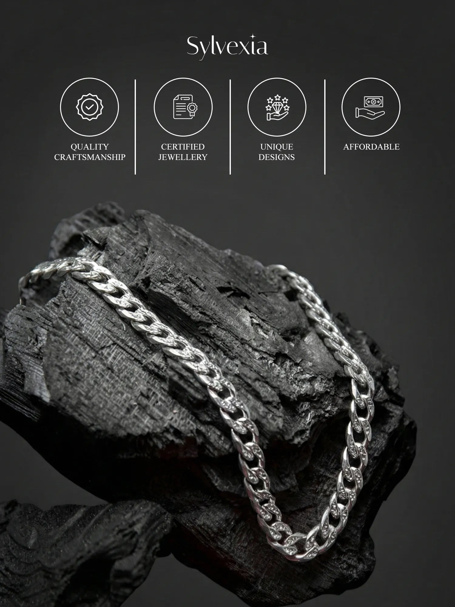 Sylvexia 925 Sterling Silver Cuban Link Chain