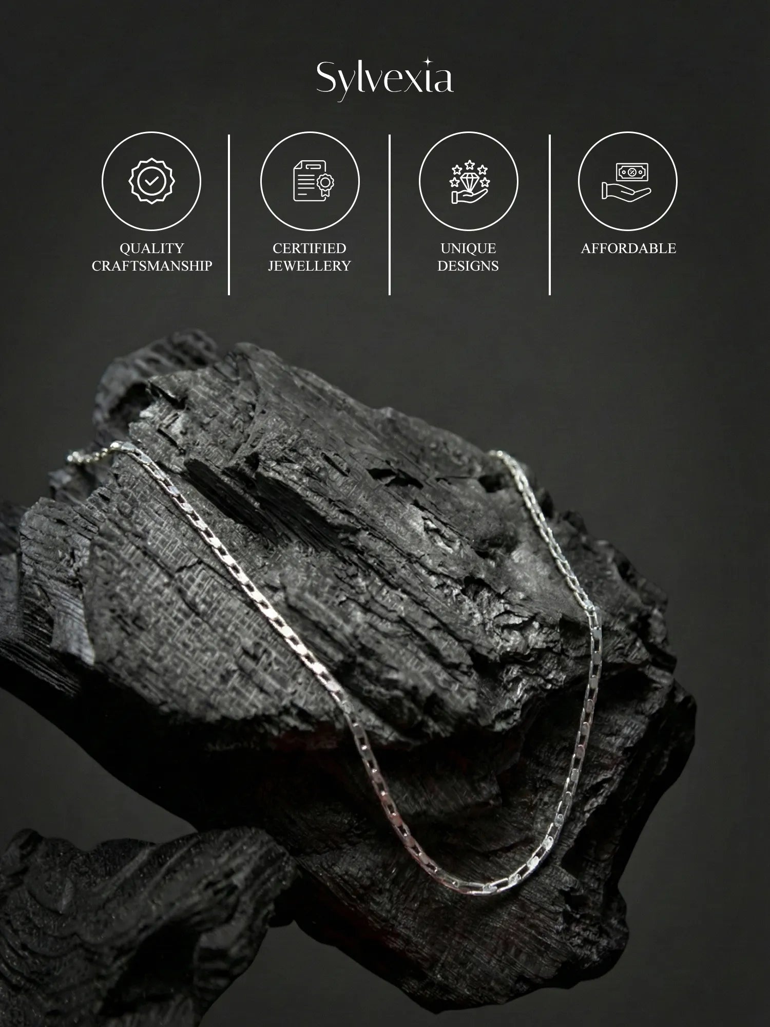 Sylvexia 925 Sterling Silver Designer Link Chain for Men