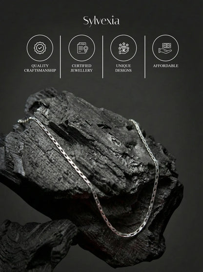 Sylvexia 925 Sterling Silver Designer Link Chain for Men