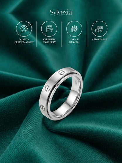 Sylvexia 925 Sterling Silver Minimal Band Ring for Men